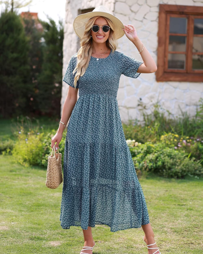 Women's Floral Maxi Dress for Summer Weddings