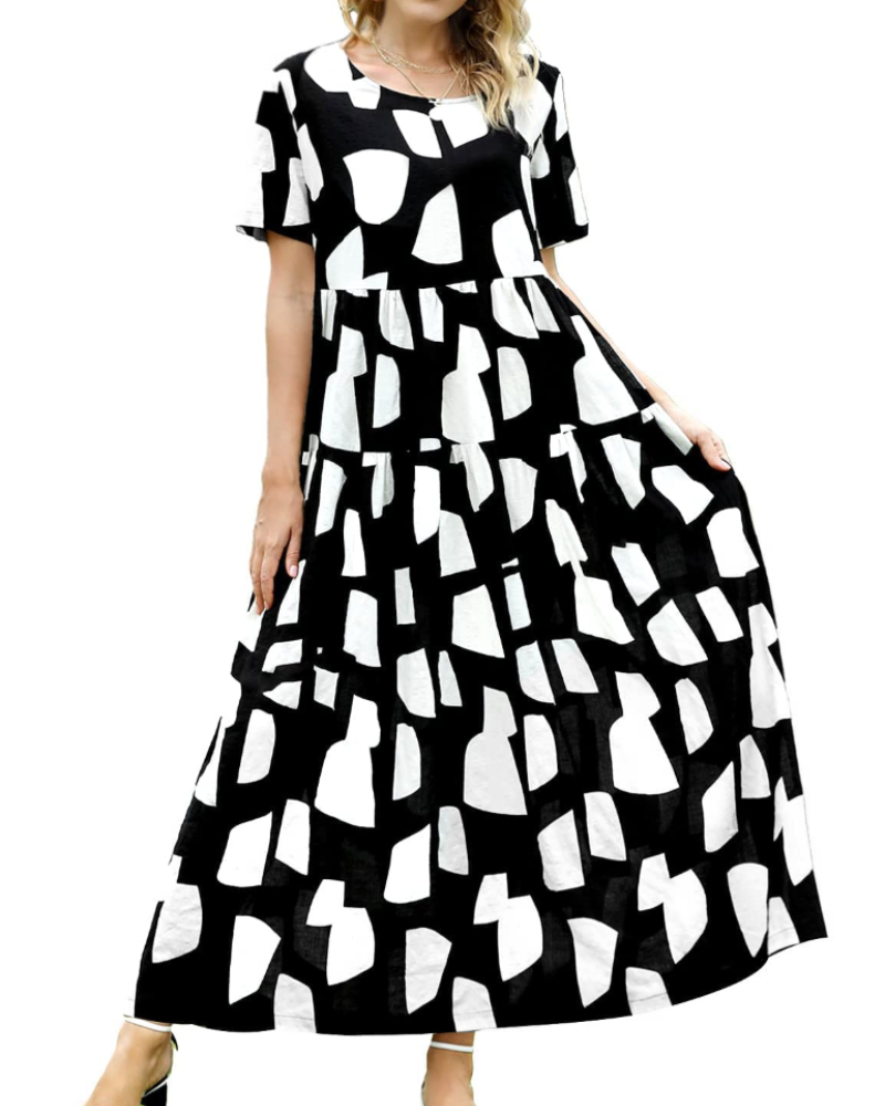 Women's Bohemian Floral Dress with Side Pockets