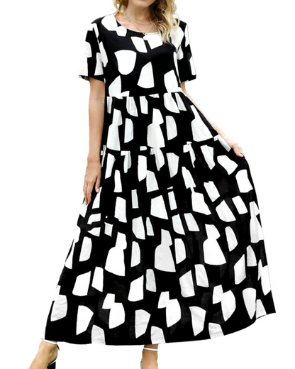Women's Bohemian Floral Dress with Side Pockets
