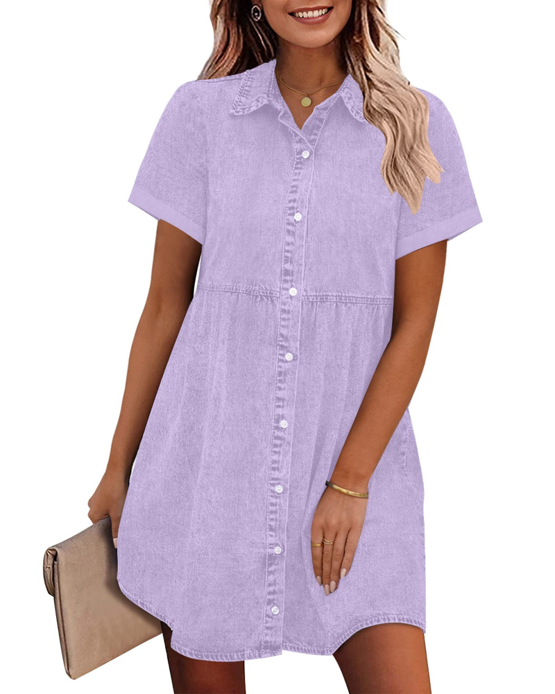 Women's Faded Denim Dress with Layered Ruffles