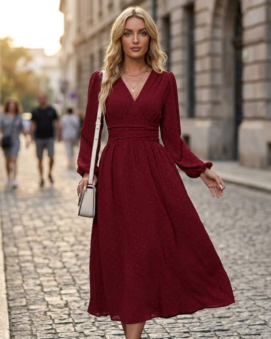 Women's Midi Dress with High Waist for Weddings