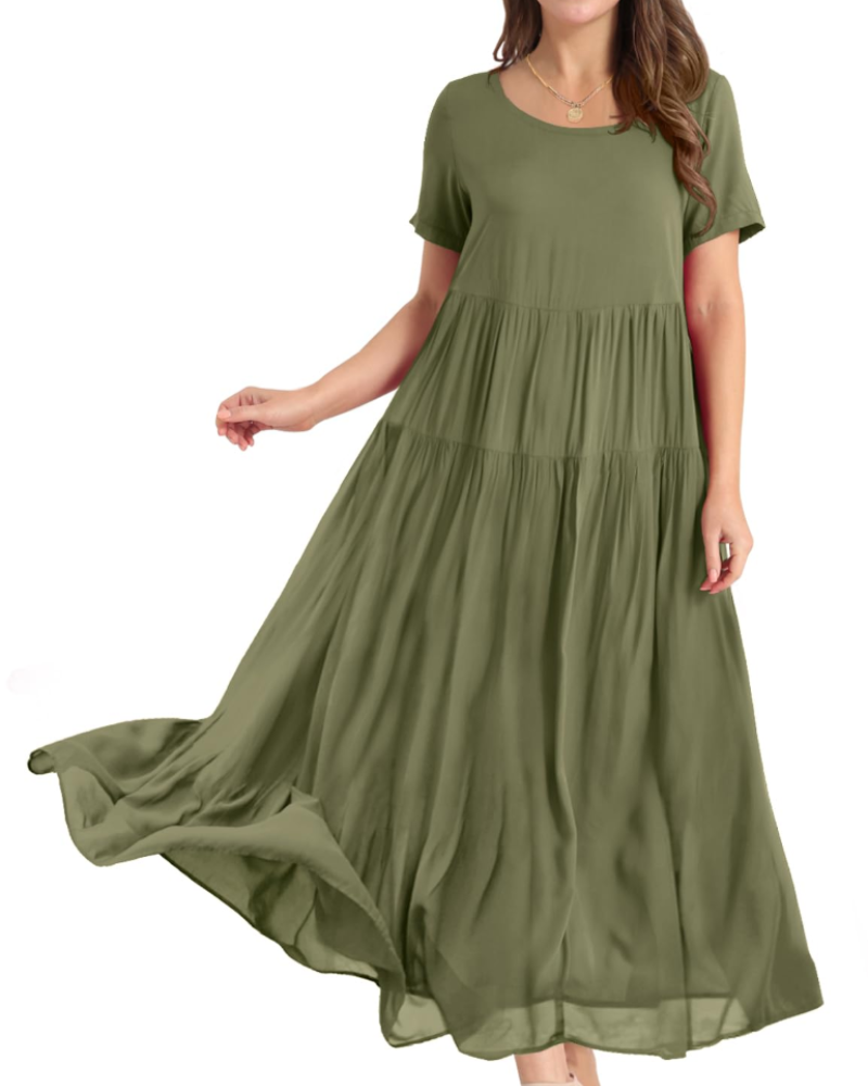 Women's Bohemian Floral Dress with Side Pockets