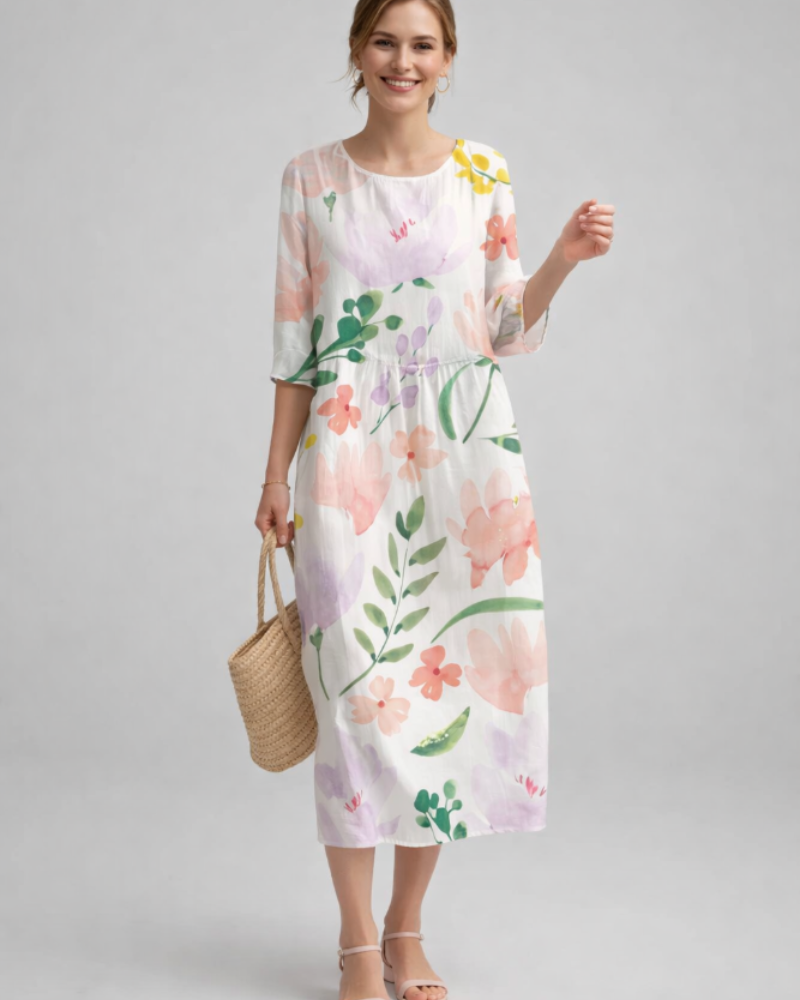 Women's Floral Cotton Dress for Casual Events