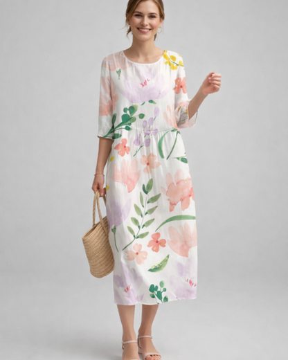 Women's Floral Cotton Dress for Casual Events