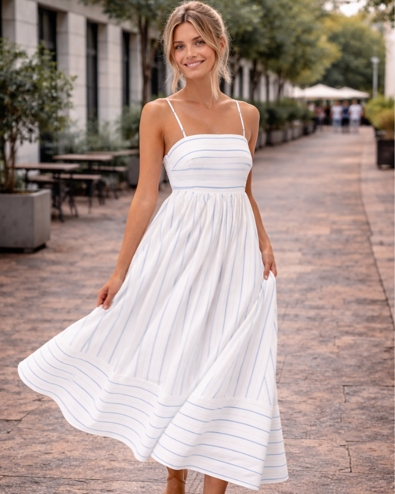 Women's Striped A-Line Maxi Dress for Holidays