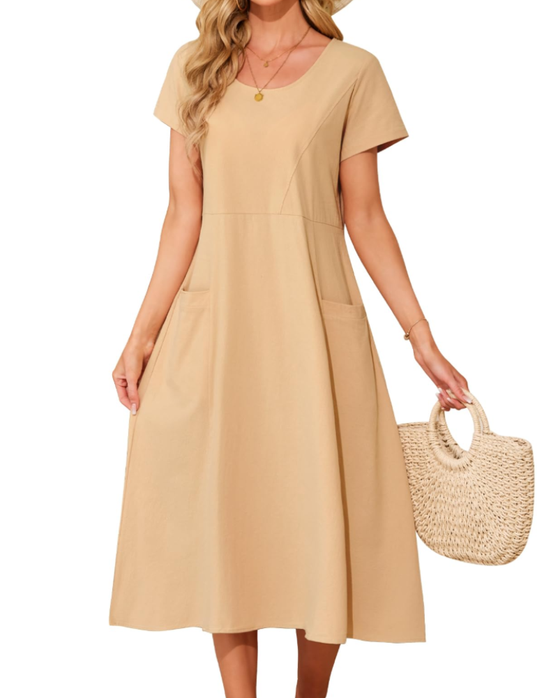 Women's Cotton Midi Dress for Beach Holidays