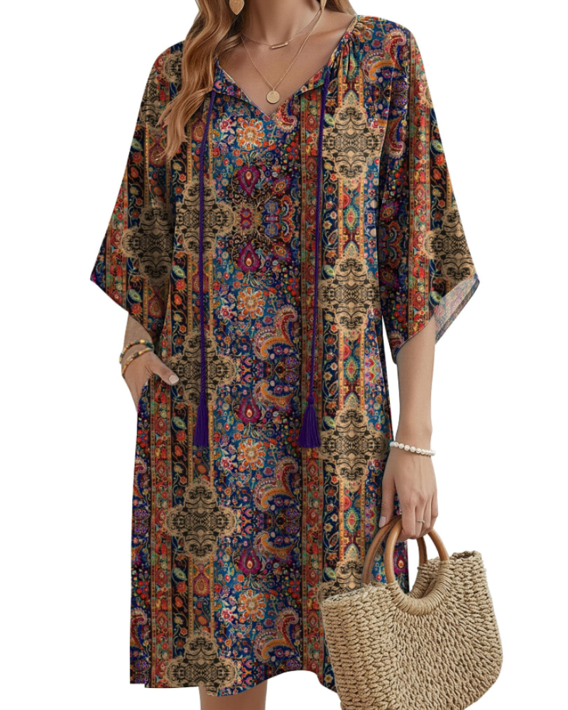 Women's Floral Tunic Dress for Beach Vacation