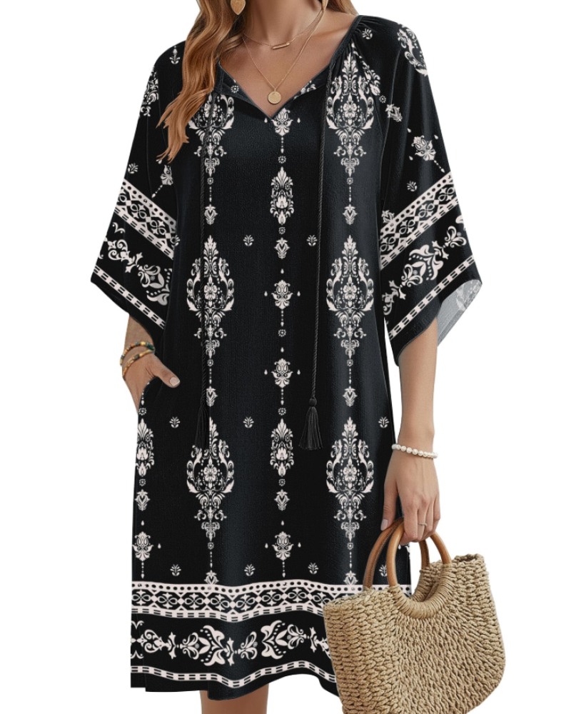 Women's Floral Tunic Dress for Beach Vacation