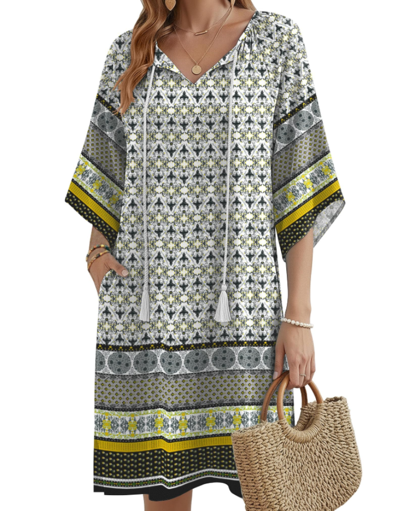 Women's Floral Tunic Dress for Beach Vacation