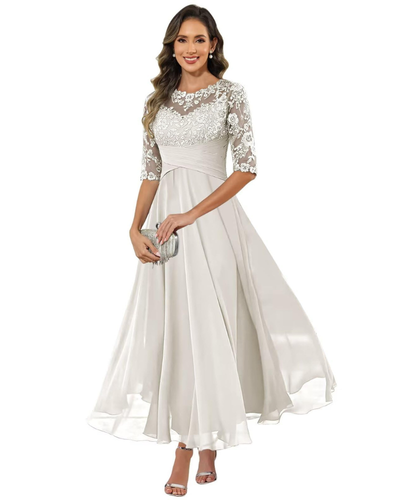 Women's Lace A-Line Long Dress for Wedding
