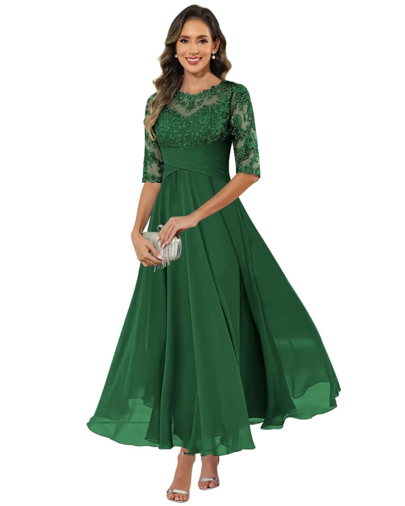 Women's Lace A-Line Long Dress for Wedding