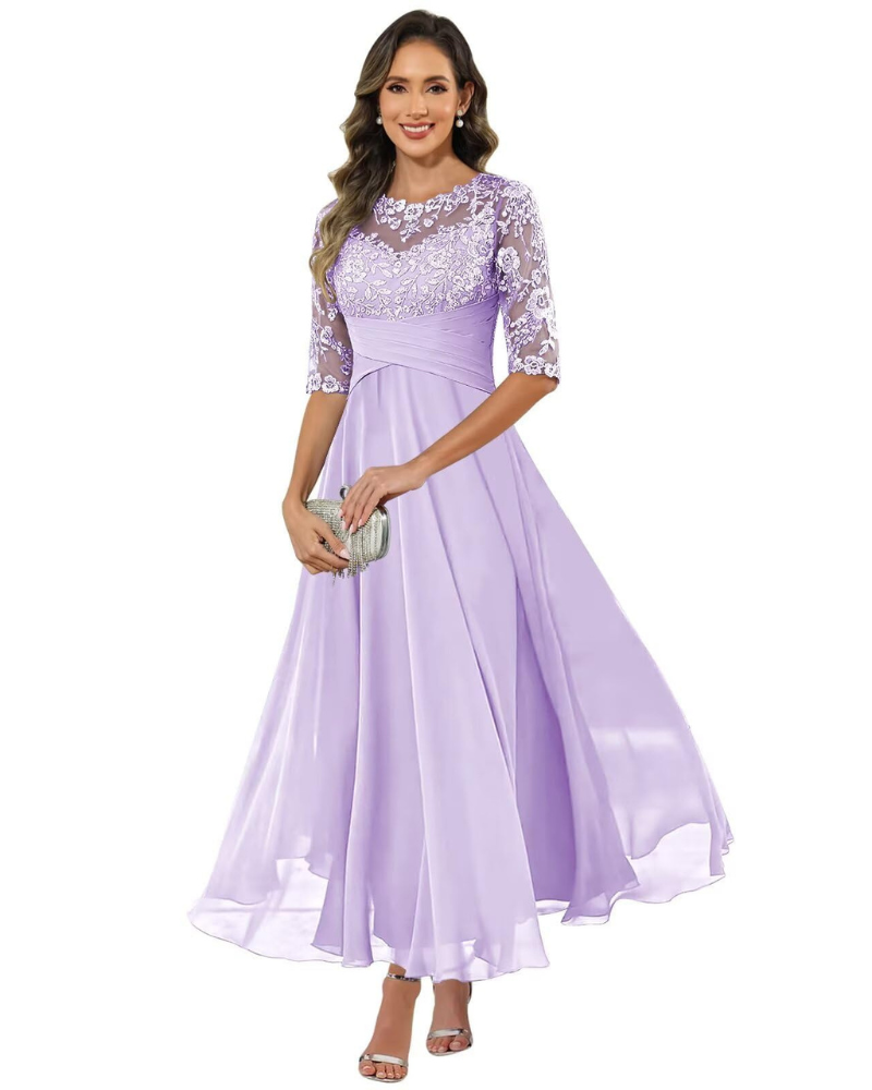 Women's Lace A-Line Long Dress for Wedding