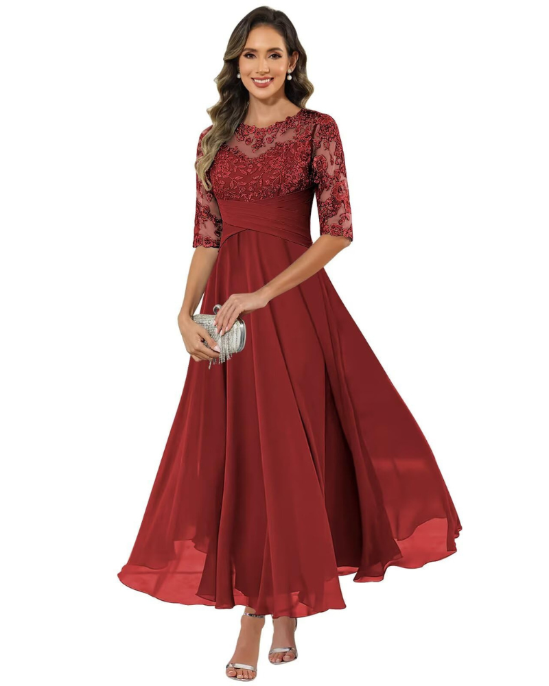 Women's Lace A-Line Long Dress for Wedding