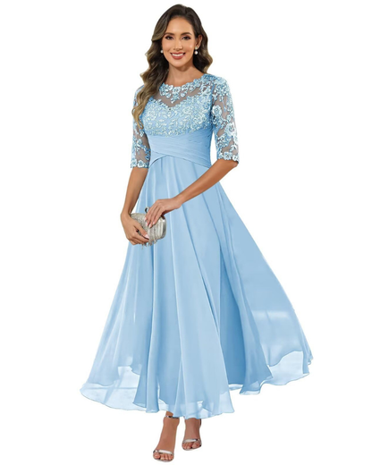Women's Lace Chiffon Dress for Wedding Guest