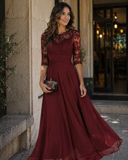 Women's Lace Chiffon Dress for Wedding Guest