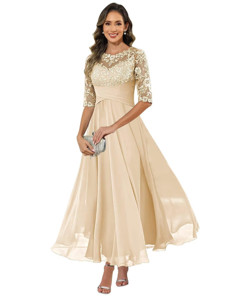 Women's Lace Chiffon Dress for Wedding Guest