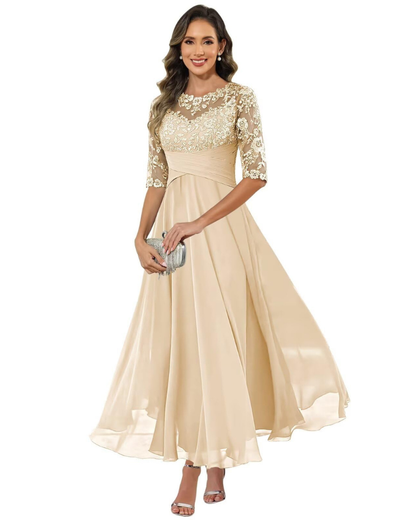 Women's Lace Chiffon Dress for Wedding Guest