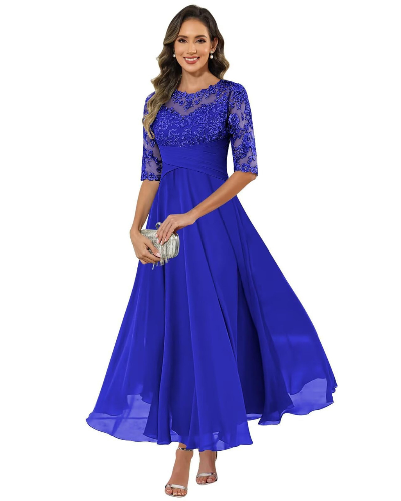 Women's Lace A-Line Long Dress for Wedding