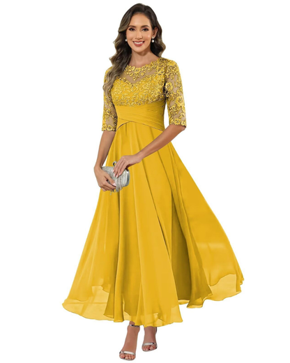 Women's Lace A-Line Long Dress for Wedding