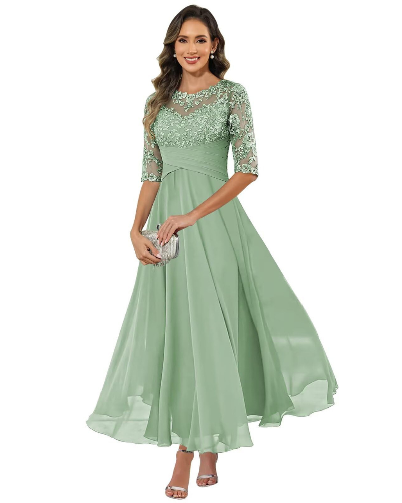 Women's Lace A-Line Long Dress for Wedding