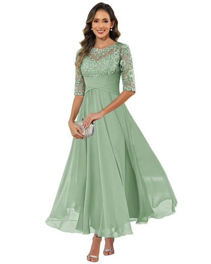 Women's Lace A-Line Long Dress for Wedding