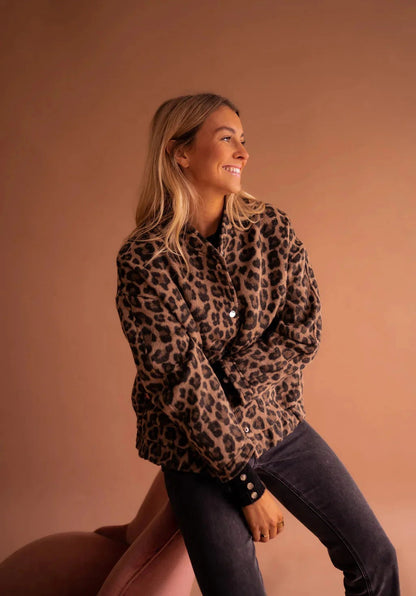 Women's Leopard Bomber Jacket for Casual Wear