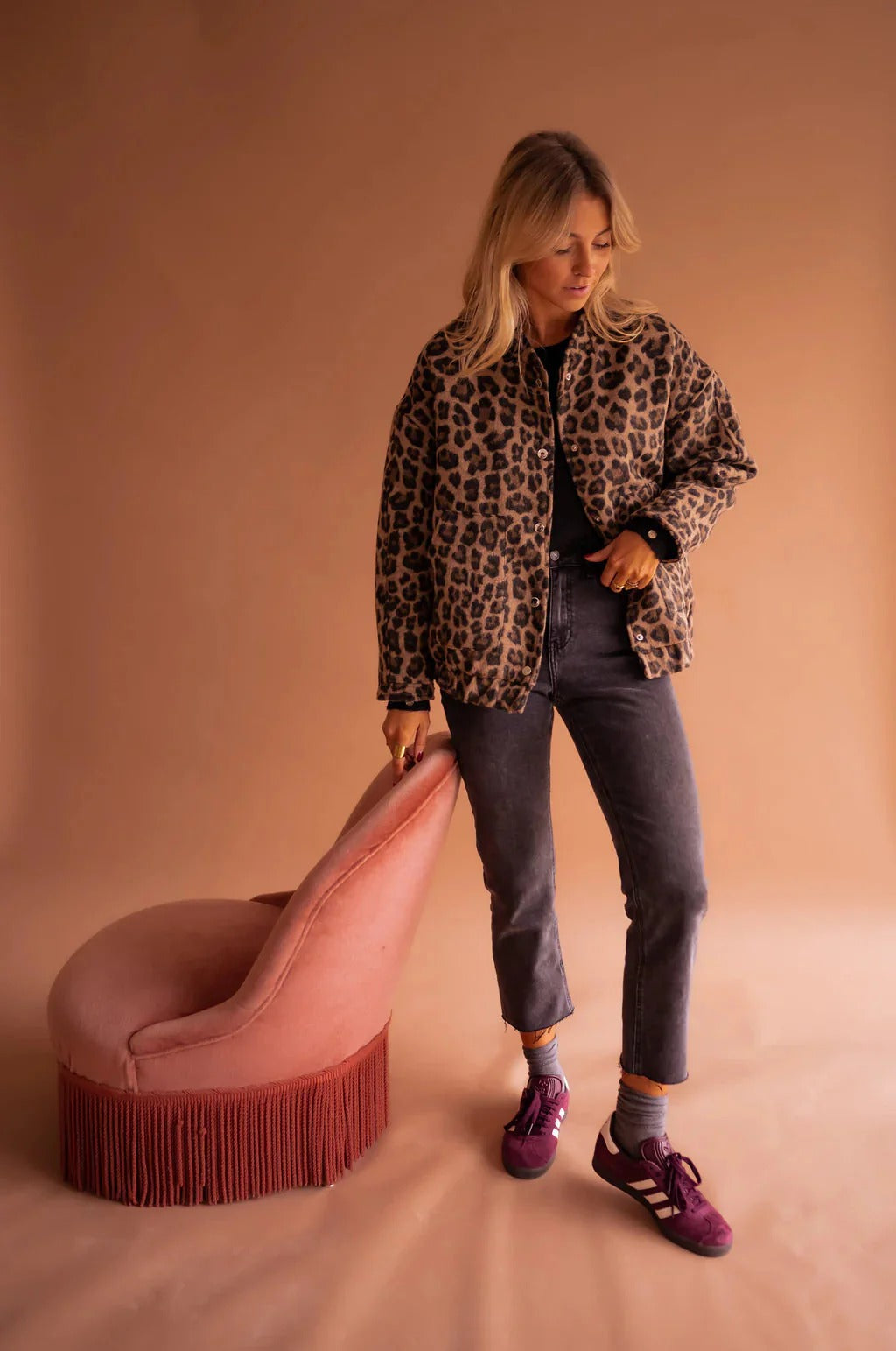 Women's Leopard Bomber Jacket for Casual Wear