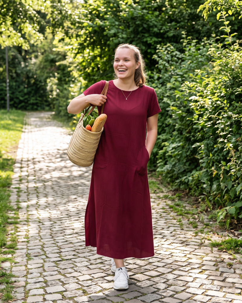 Women's Casual Maxi Dress with Side Pockets