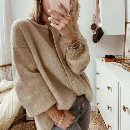 Women's Oversized Knit Cardigan with Button Front