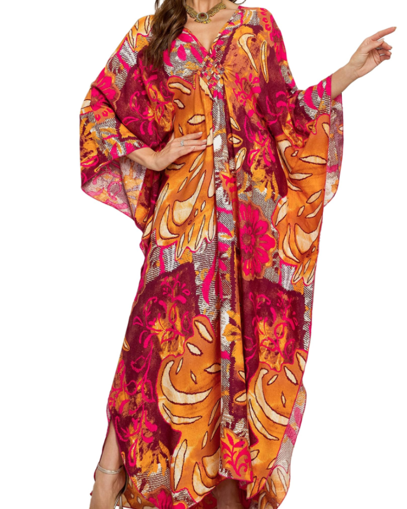Women's Viscose Maxi Kaftan for Beach Cover-Up