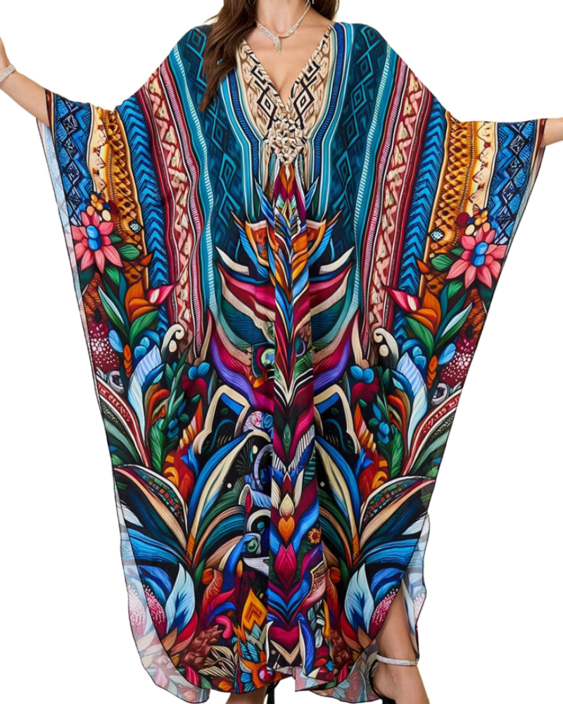 Women's Viscose Maxi Kaftan for Beach Cover-Up