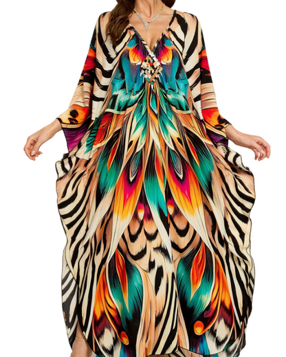 Women's Viscose Maxi Kaftan for Beach Cover-Up