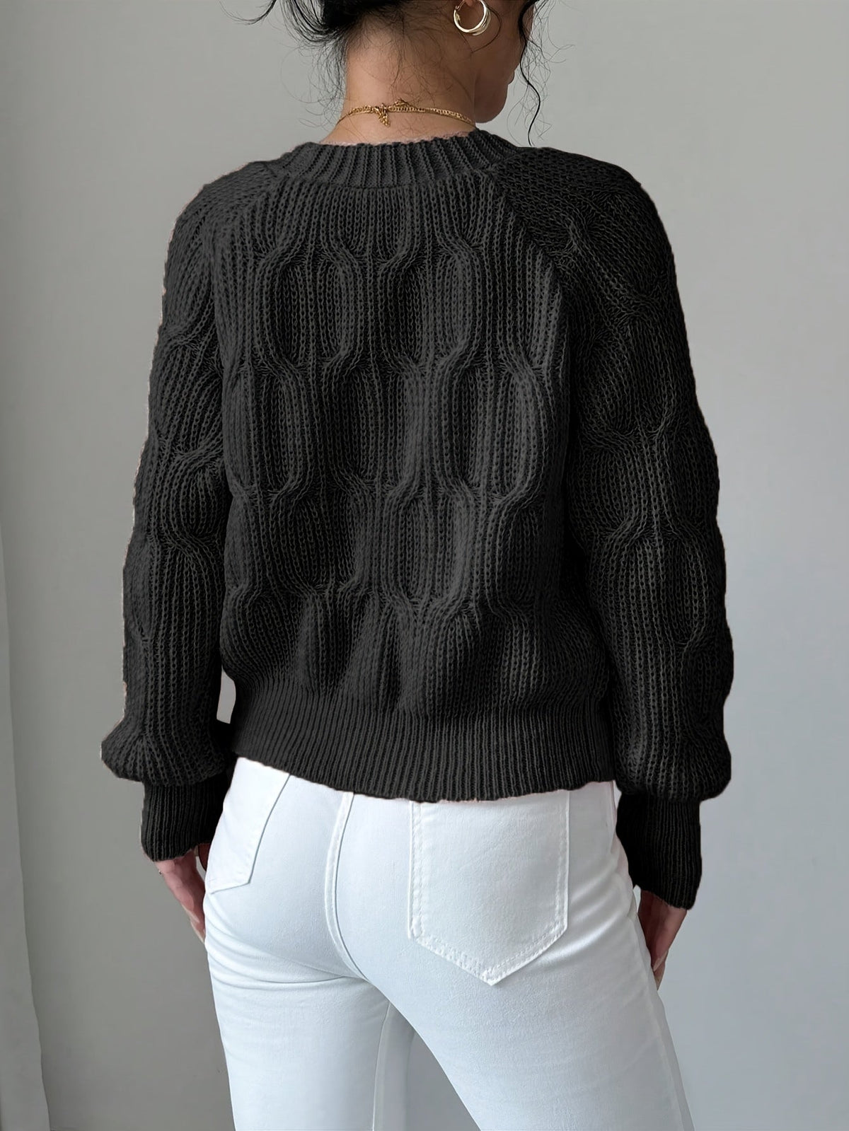 Women's Cable Knit Cardigan with Bow