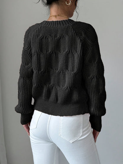Women's Cable Knit Cardigan with Bow