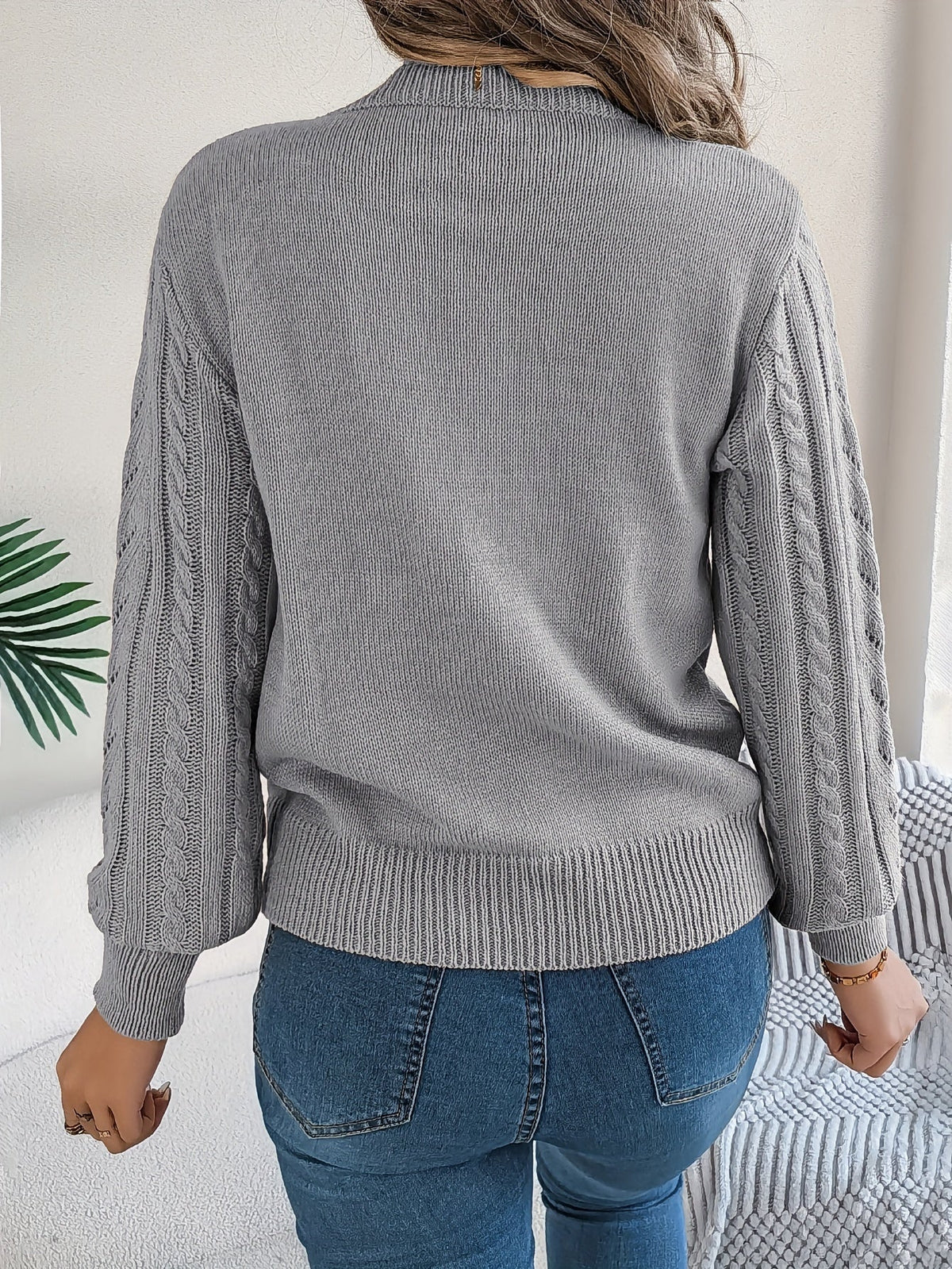Women's Cable-Knit Textured Relaxed Sweater