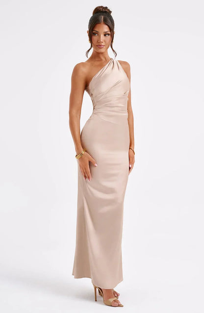 Women's Maxi Satin Dress for Evening Gala