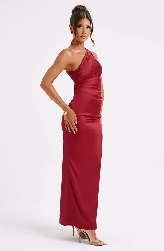 Women's Maxi Satin Dress for Evening Gala