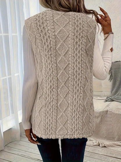 Women's Textured Sleeveless Vest for Winter Layering