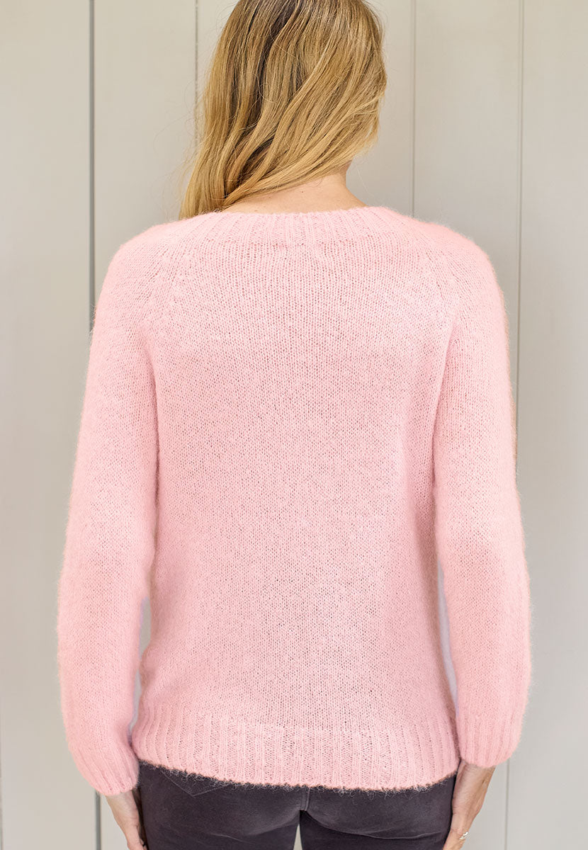 Women's Pale Pink Knit Jumper with Crew Neck