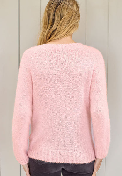 Women's Pale Pink Knit Jumper with Crew Neck