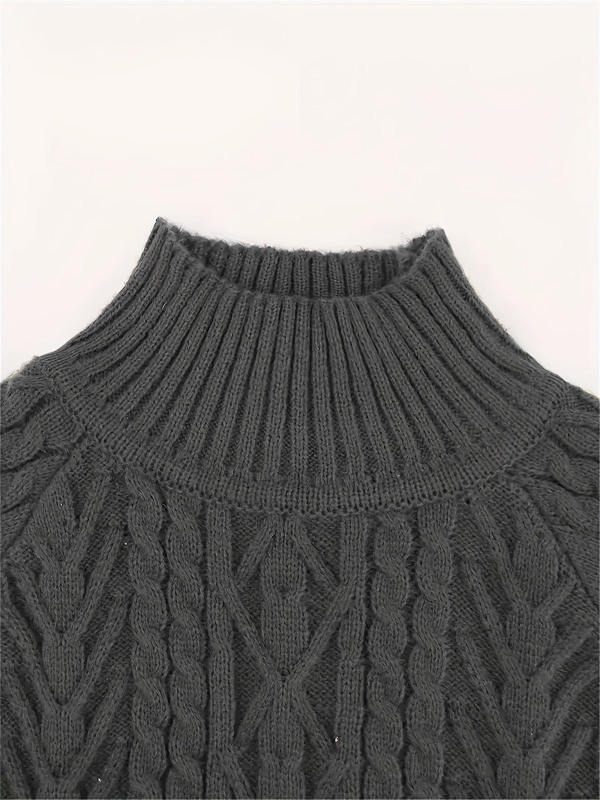 Women's Relaxed Cable-Texture Half-Collar Jumper