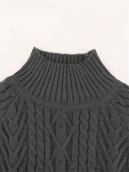 Women's Relaxed Cable-Texture Half-Collar Jumper