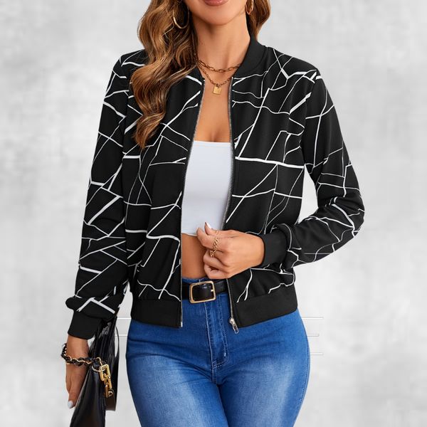Women's Geometric Print Jacket for Casual Outings