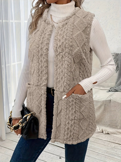Women's Textured Sleeveless Vest for Winter Layering