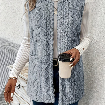 Women's Textured Sleeveless Vest for Winter Layering