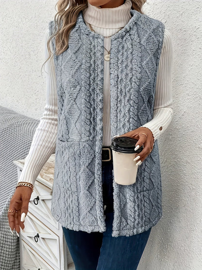 Women's Textured Sleeveless Vest for Winter Layering