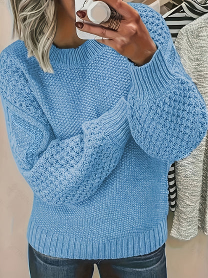 Women's Textured Knit Jumper Lantern Sleeve