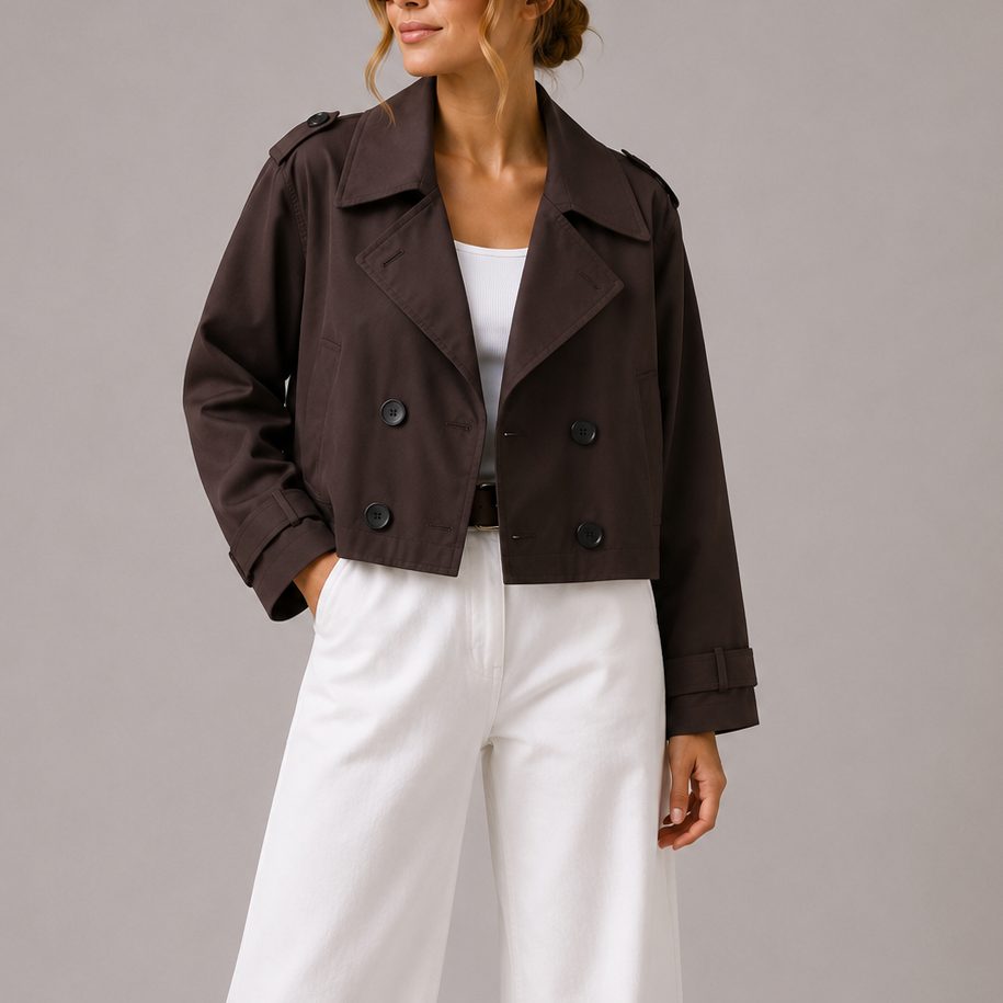 Women's Cropped Trench Jacket for Layering