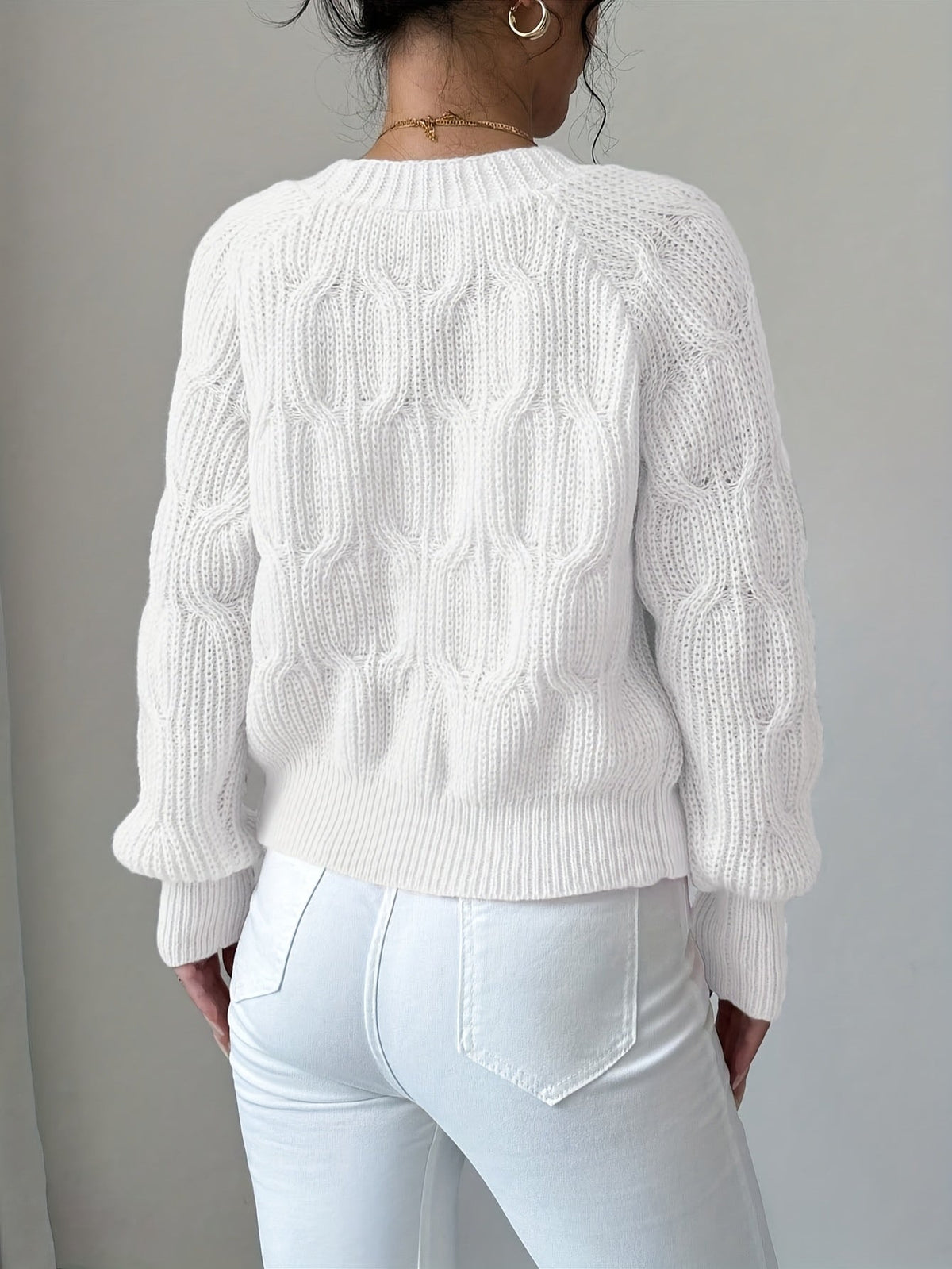 Women's Cable Knit Cardigan with Bow