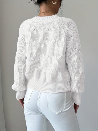 Women's Cable Knit Cardigan with Bow